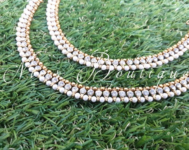 Nims Boutique Small Royal Antique Gold & Pearl Anklets