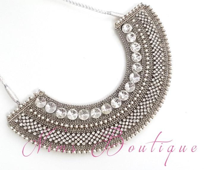 Nims Boutique Royal Jhanvi Silver & Pearl necklace