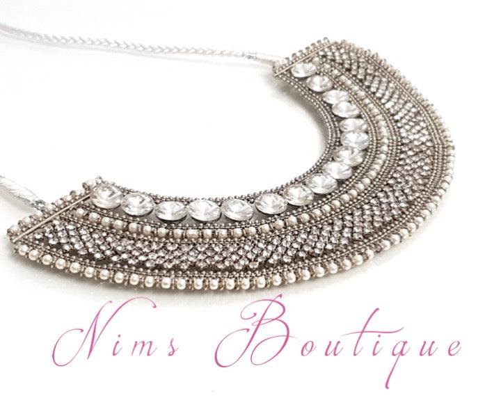 Nims Boutique Royal Jhanvi Silver & Pearl necklace