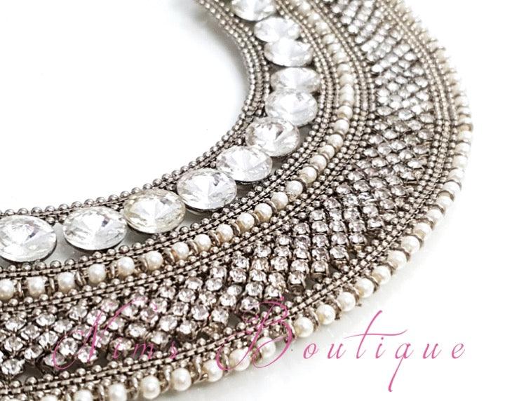 Nims Boutique Royal Jhanvi Silver & Pearl necklace