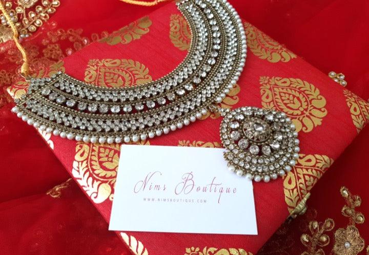 Nims Boutique Red Brocade Silk Jewellery Gift Box