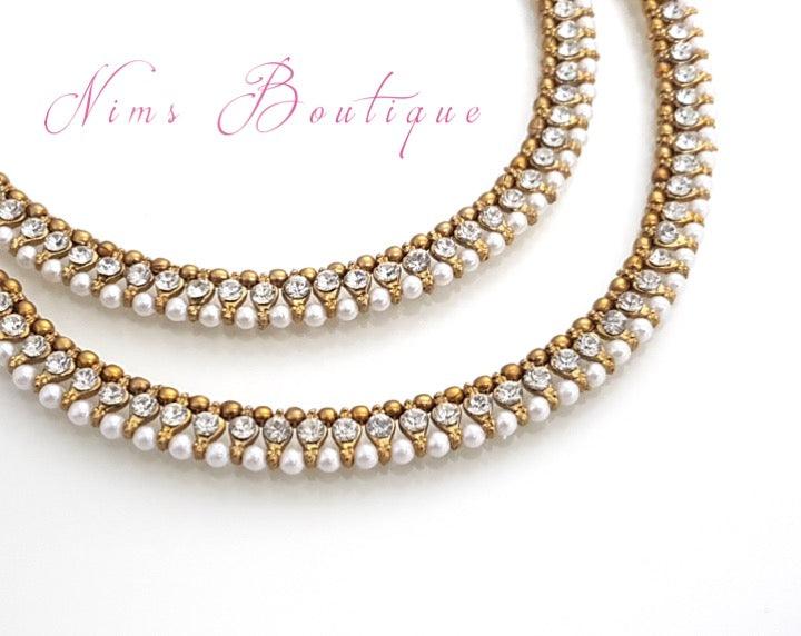 Nims Boutique Small Royal Antique Gold & Pearl Anklets