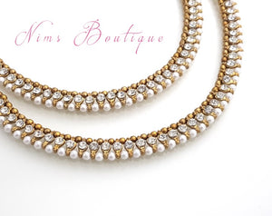 Small Royal Antique Gold & Pearl Anklets