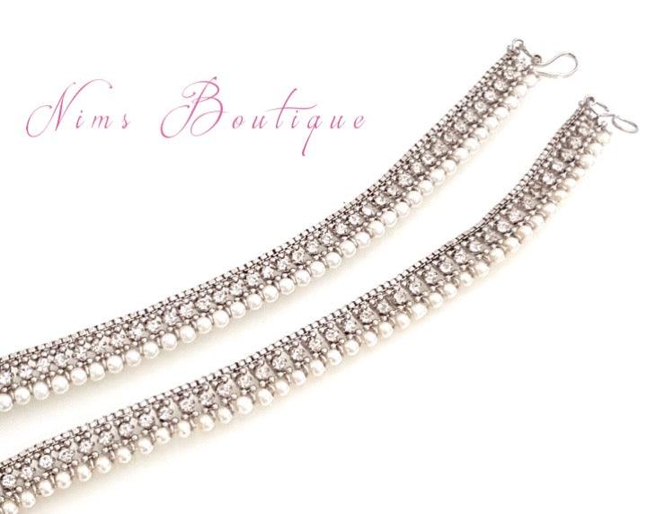 Nims Boutique Royal Silver & Pearl Anklets