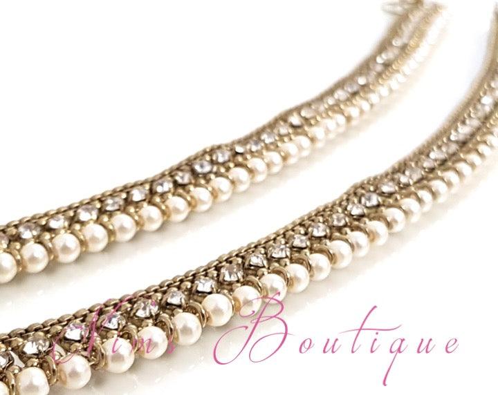 Pair of Royal Antique Gold & Pearl Anklets - Nims Boutique